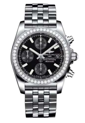 Breitling - A1331053/BD92/385A Chronomat 38 SleekT Stainless Steel / Diamond / Black / Bracelet