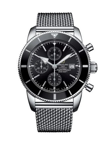 Breitling - A1331212/BF78/761P/A20D.1 Superocean Heritage II 46 Chronograph Stainless Steel / Black / Black /  Croco / Folding