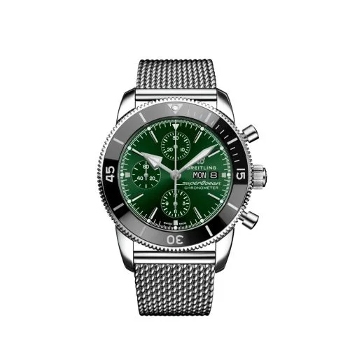 Breitling - A13313121L1A1 Superocean Heritage II Chronograph 44 Stainless Steel / Green / Milanese