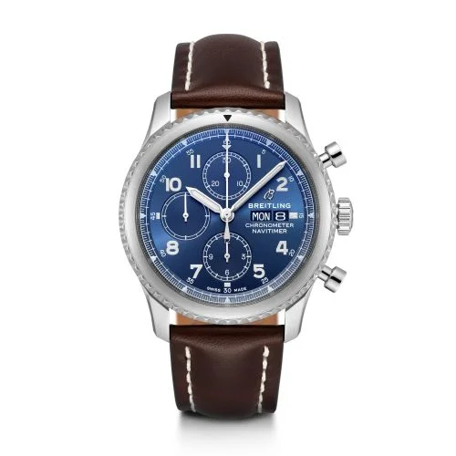 Breitling - A13314101C1X2 Navitimer 8 Chronograph 43 Stainless Steel / Blue / Brown Calf