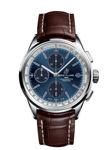 Breitling - A13315351C1P1 Premier Chronograph 42 Stainless Steel / Blue / Croco Brown / Folding