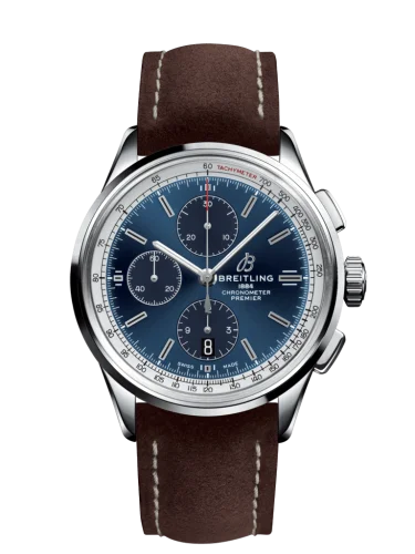 Breitling - A13315351C1X1 Premier Chronograph 42 Stainless Steel / Blue / Nubuck Brown / Folding