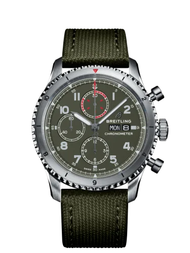 Breitling - A133161A1L1X2 Aviator 8 Chronograph 43 Stainless Steel / Curtiss Warhawk / Canvas / Folding