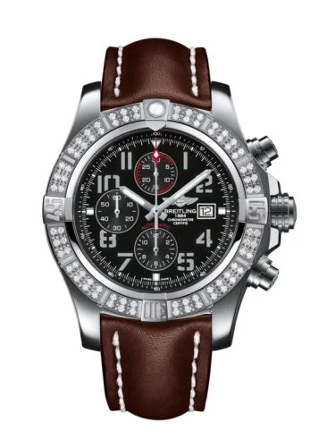 Breitling - A1337153/BC28/443X/A20BA.1 Super Avenger II Stainless Steel / Diamond / Volcano Black / Calf / Pin