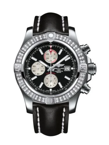 Breitling - A1337153/BC29/441X/A20BA.1 Super Avenger II Stainless Steel / Diamond / Volcano Black / Calf / Pin