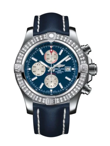 Breitling - A1337153/C871/101X/A20BA.1 Super Avenger II Stainless Steel / Diamond / Mariner Blue / Calf / Pin