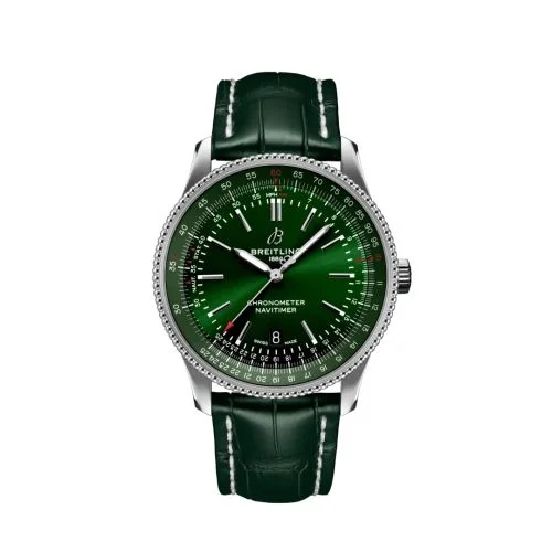 Breitling - A17326361L1P2 Navitimer Automatic 41 Automatic Stainless Steel / Green / Alligator - Folding