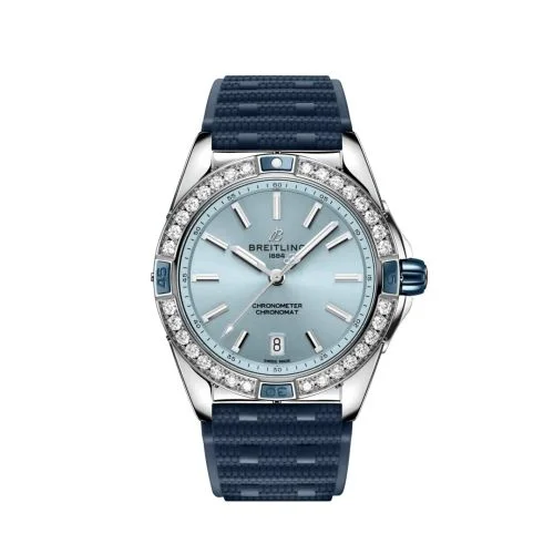 Breitling - A17356531C1S1 Super Chronomat 38 Stainless Steel / Ice Blue / Rubber Rouleaux