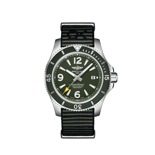 Breitling - A17367A11L1W1 Superocean 44 Stainless Steel / Green / NATO / OuterKnown