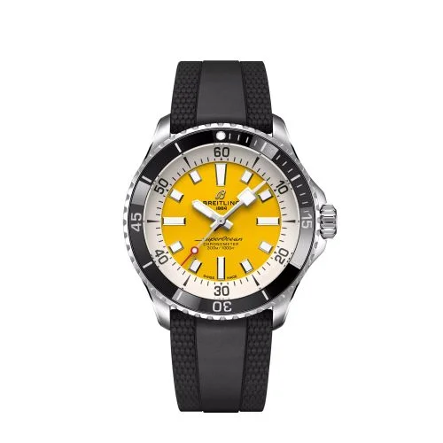 Breitling - A17375211I1S1 SuperOcean Automatic 42 Stainless Steel / Yellow / Rubber