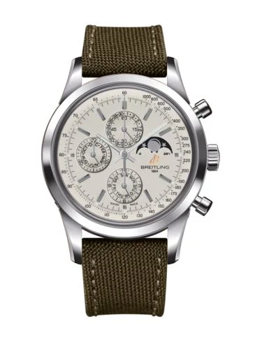 Breitling - A1931012/G750/106W/A20BA.1 Transocean Chronograph 1461 Stainless Steel / Silver / Military / Pin