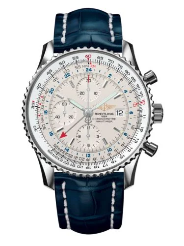 Breitling - A2432212/G571/746PA20BA.1 Navitimer World Stainless Steel / Silver / Croco / Pin