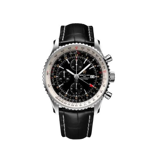 Breitling - A24322121B2P1 Navitimer 1 Chronograph GMT Stainless Steel / Black / Croco / Pin
