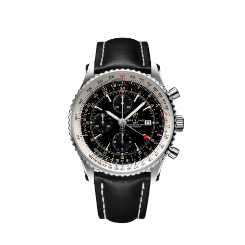 Breitling - A24322121B2X1 Navitimer 1 Chronograph GMT Stainless Steel / Black / Calf / Pin