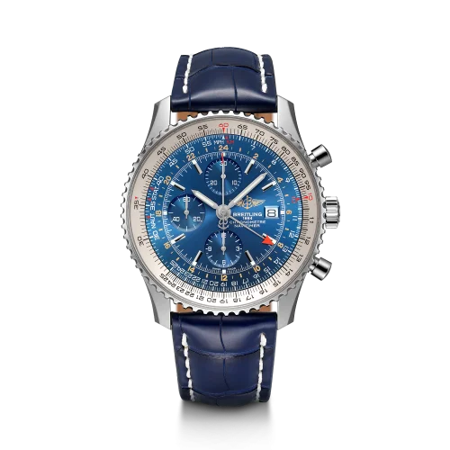 Breitling - A24322121C1P1 Navitimer World Stainless Steel / Blue / Croco / Pin