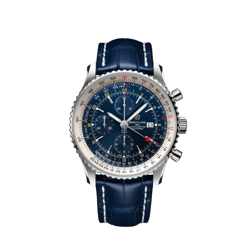 Breitling - A24322121C2P2 Navitimer 1 Chronograph GMT Stainless Steel / Blue / Croco / Folding