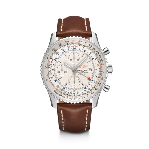 Breitling - A24322121G1X1 Navitimer World Stainless Steel / Silver / Calf / Pin