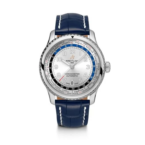 Breitling - A3521U01G1P2 Navitimer 8 B35 Automatic Unitime 43 Stainless Steel / Silver / Blue Croco