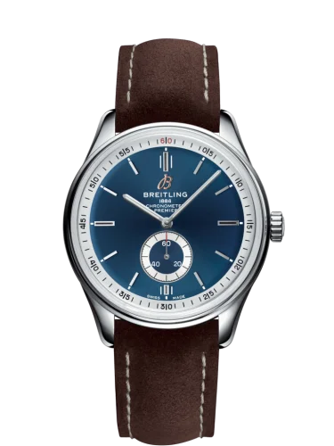 Breitling - A37340351C1X2 Premier Automatic 40 Stainless Steel / Blue / Nubuck Brown / Tang