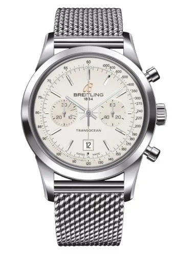 Breitling - A4131012.G757.171A Transocean Chronograph 38 Silver / Milanese