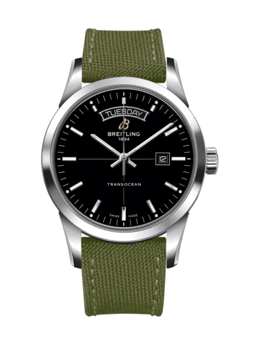 Breitling - A4531012/BB69/106W/A20BA.1 Transocean Day & Date Stainless Steel / Black / Military / Pin