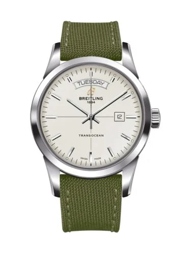 Breitling - A4531012/G751/106W/A20BA.1 Transocean Day & Date Stainless Steel / Silver / Military / Pin
