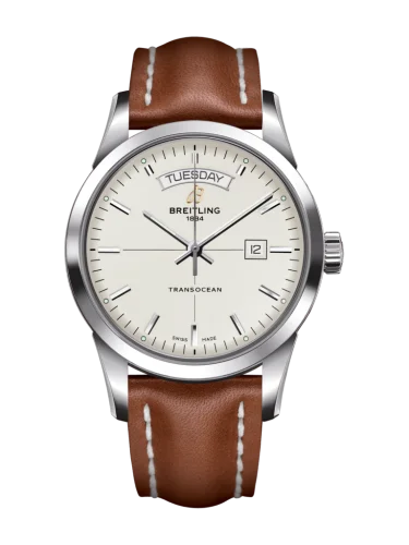 Breitling - A4531012/G751/434X/A20D.1 Transocean Day & Date Stainless Steel / Silver / Calf / Folding