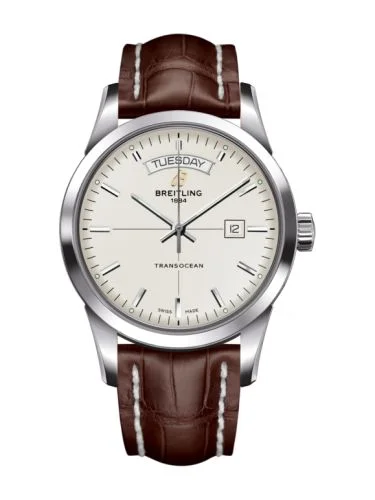 Breitling - A4531012/G751/739P/A20BA.1 Transocean Day & Date Stainless Steel / Silver / Croco / Pin