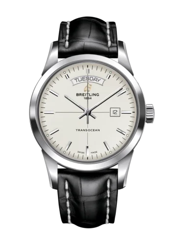 Breitling - A4531012/G751/743P/A20BA.1 Transocean Day & Date Stainless Steel / Silver / Croco / Pin
