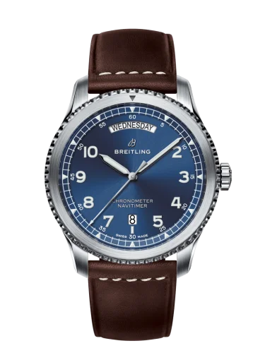 Breitling - A45330101C1X2 Navitimer 8 Automatic Day & Date 41 Stainless Steel / Blue / Brown Calf / Pin