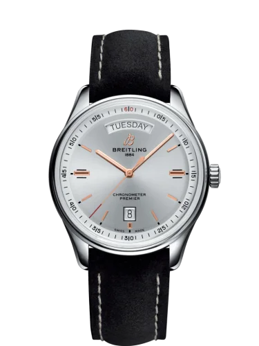 Breitling - A45340211G1X4 Premier Automatic Day & Date 40 Stainless Steel / Silver / Nubuck Black / Tang