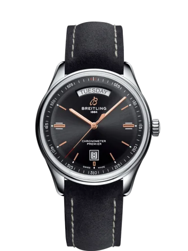 Breitling - A45340241B1X3 Premier Automatic Day & Date 40 Stainless Steel / Black / Nubuck Anthracite / Tang