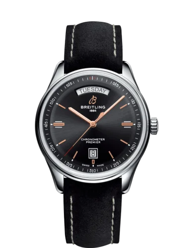 Breitling - A45340241B1X4 Premier Automatic Day & Date 40 Stainless Steel / Black / Nubuck Black / Tang