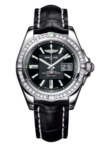 Breitling - A49350LA.BA07.728P Galactic 41 Stainless Steel / Diamond / Trophy Black / Croco
