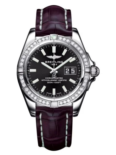 Breitling - A49350LA.BE58.720P Galactic 41 Stainless Steel / Diamond / Onyx Black / Croco