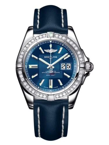 Breitling - A49350LA.C806.113X Galactic 41 Stainless Steel / Diamond / Metallica Blue / Calf