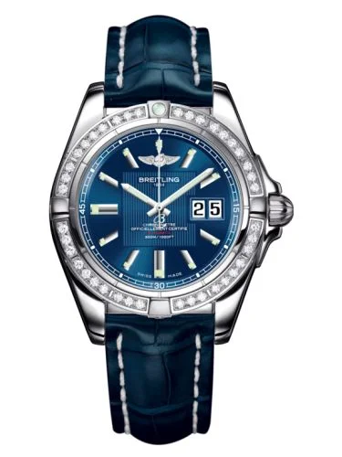 Breitling - A49350LA.C806.718P Galactic 41 Stainless Steel / Diamond / Metallica Blue / Croco