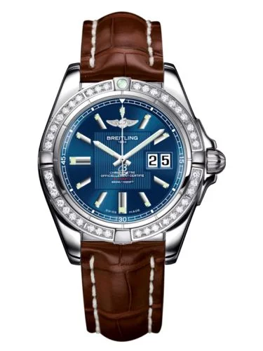 Breitling - A49350LA.C806.722P Galactic 41 Stainless Steel / Diamond / Metallica Blue / Croco