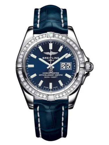 Breitling - A49350LA.C929.718P Galactic 41 Stainless Steel / Diamond / Horizon Blue / Croco