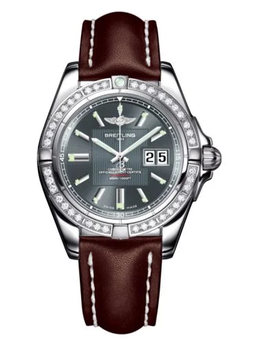 Breitling - A49350LA.F549.431X Galactic 41 Stainless Steel / Diamond / Tomcat Gray / Calf