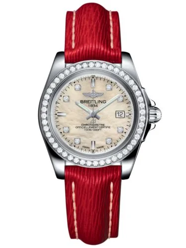 Breitling - A7133053/A801/406X/A14BA.1 Galactic 32 Sleek Edition Stainless Steel / Diamond / Pearl Diamond / Calf