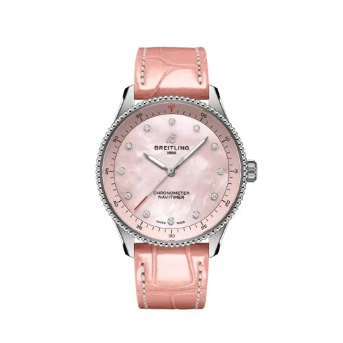 Breitling - A77320D91K1P1 Navitimer Quartz 32 Stainless Steel / Pink MOP / Alligator