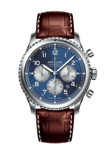 Breitling - AB0117131C1P2 Navitimer 8 B01 Chronograph 43 Stainless Steel / Blue / Brown Croco