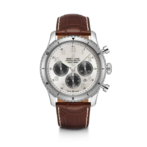 Breitling - AB01171A1G1P1 Aviator 8 B01 Chronograph 43 Stainless Steel / Silver / Brown Croco