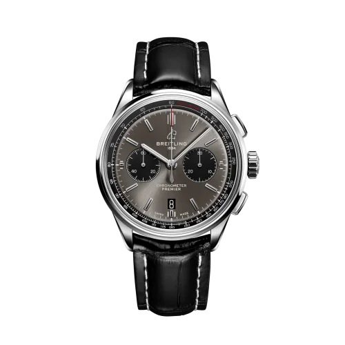 Breitling - AB0118221B1P1 Premier B01 Chronograph 42 Stainless Steel / Anthracite / Croco / Folding
