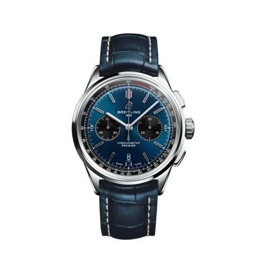 Breitling - AB0118221C1P2 Premier B01 Chronograph 42 Stainless Steel / Blue / Croco / Pin