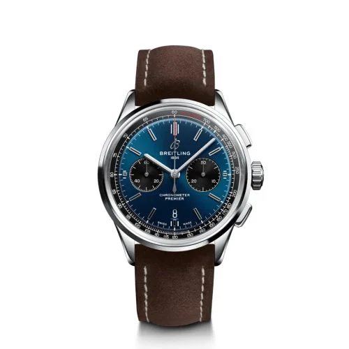 Breitling - AB0118221C1X2 Premier B01 Chronograph 42 Stainless Steel / Blue / Brown Nubuck / Pin