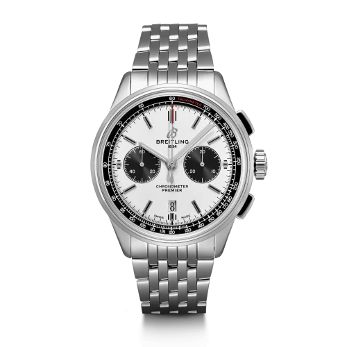 Breitling - AB0118221G1A1 Premier B01 Chronograph 42 Stainless Steel / Silver / Croco / Pin
