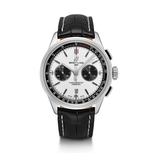 Breitling - AB0118221G1P1 Premier B01 Chronograph 42 Stainless Steel / Silver / Croco / Folding