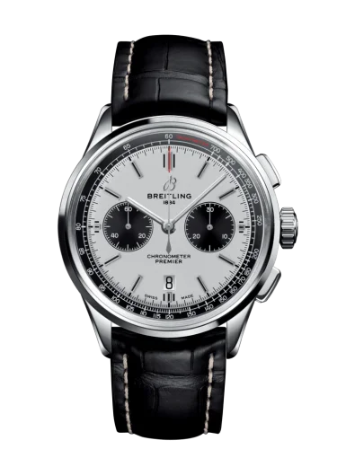 Breitling - AB0118221G1P2 Premier B01 Chronograph 42 Stainless Steel / Silver / Croco / Pin